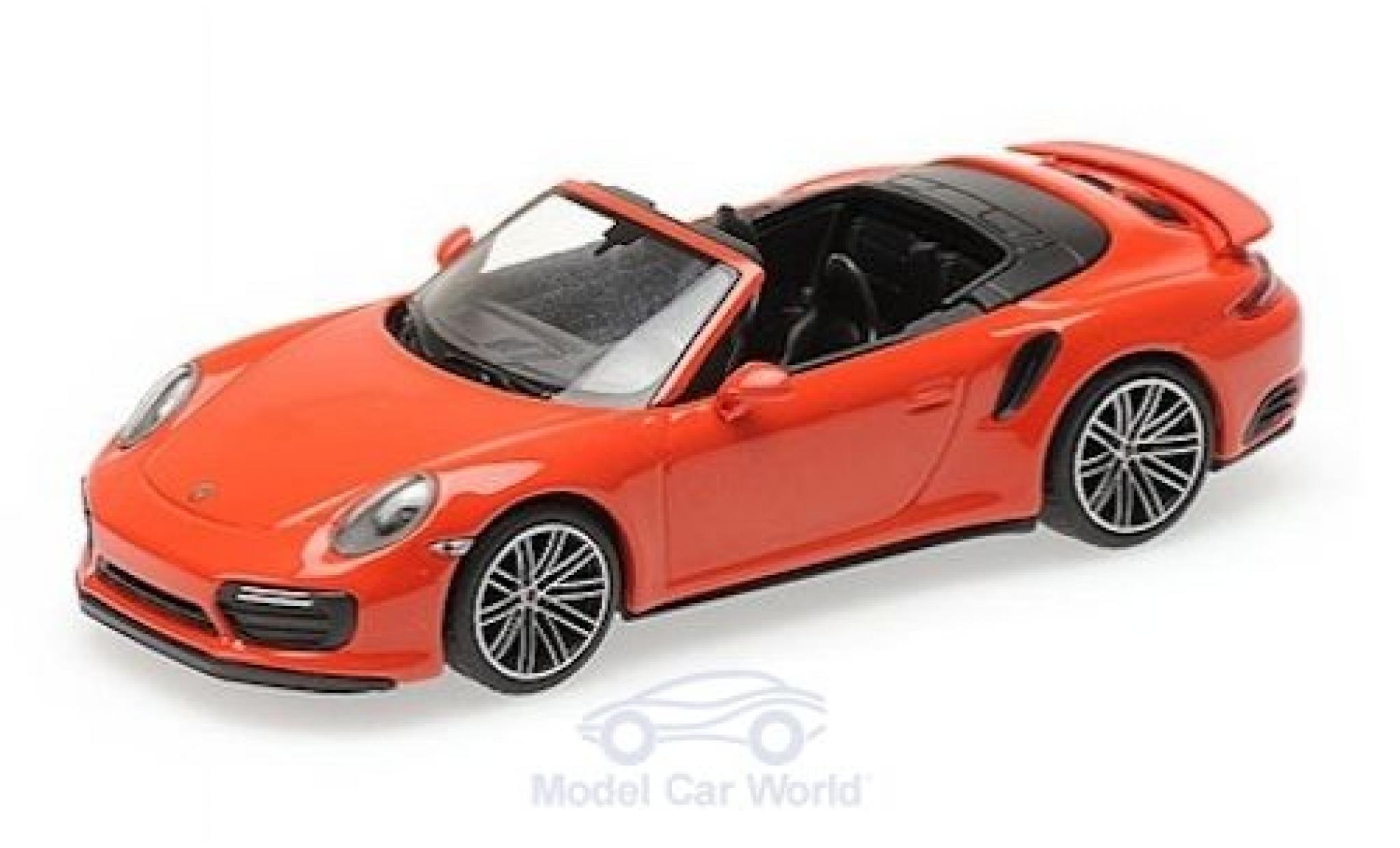Porsche 991 Turbo S 1/43 Minichamps 911 (.2) Turbo S Convertible orange 2016 diecast model cars