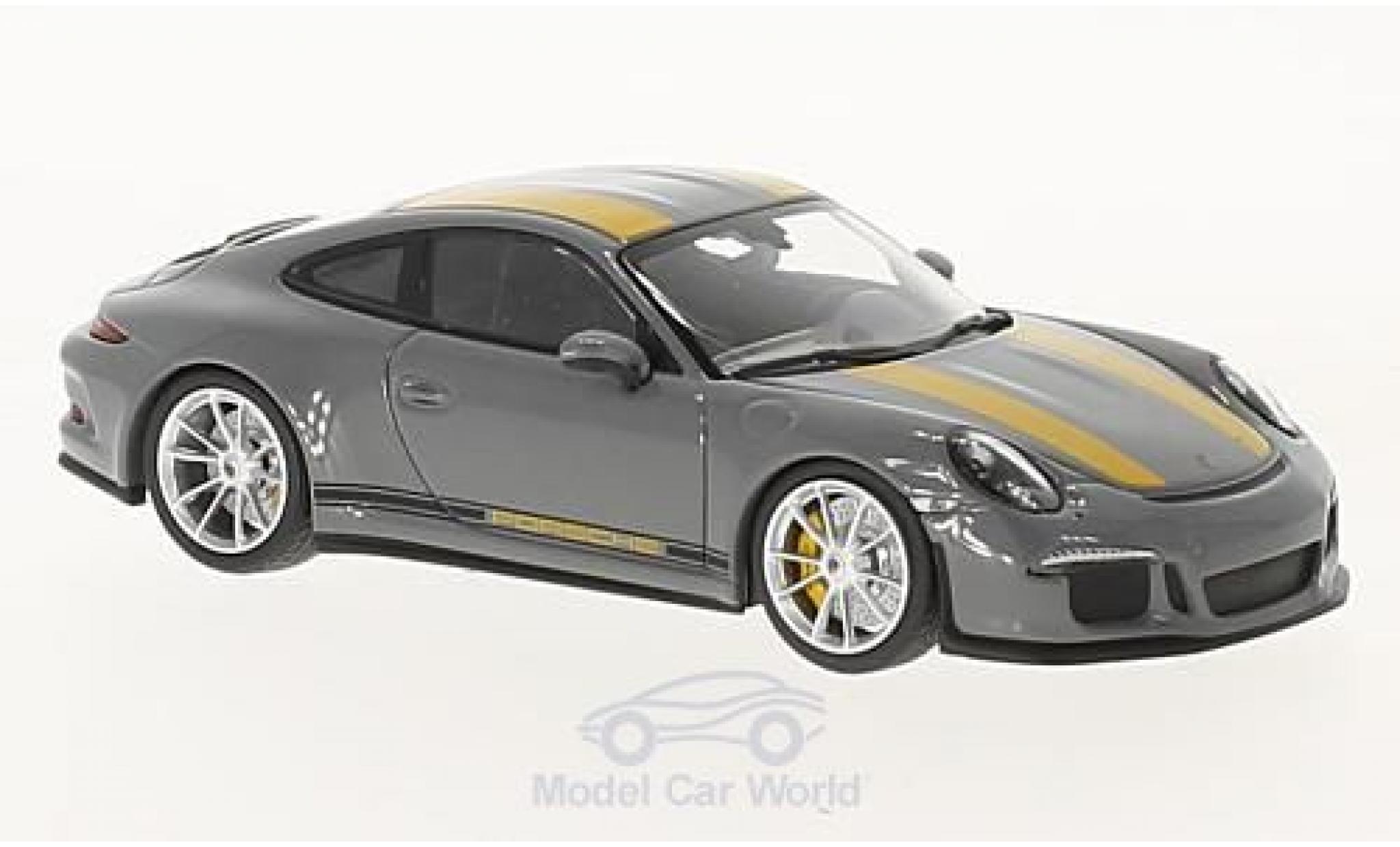 Porsche 991 R 1/43 Minichamps 911 () R grey/yellow 2016 diecast model cars
