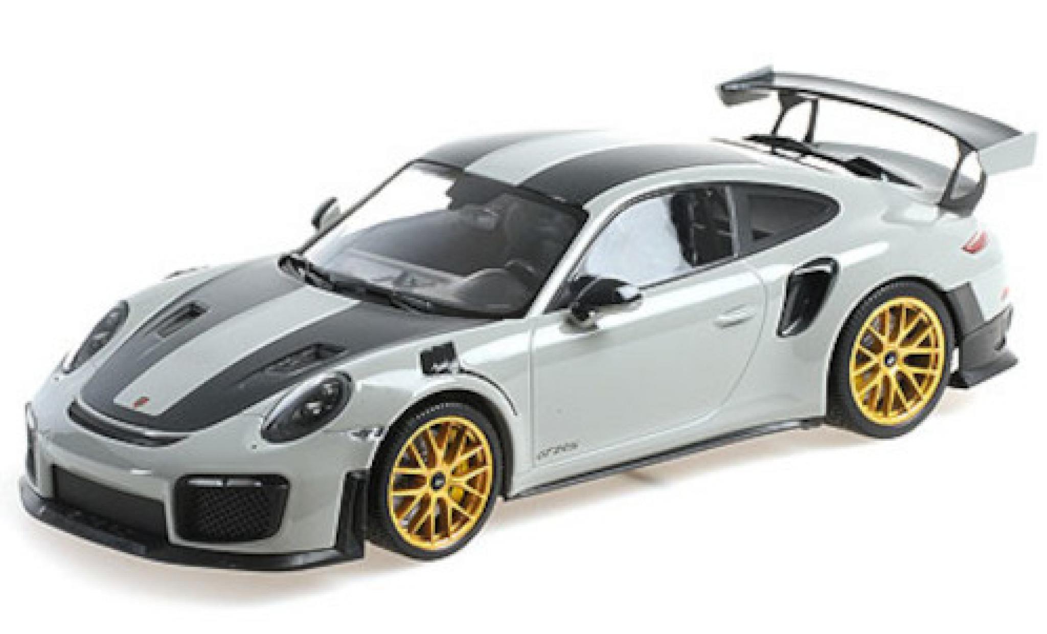 Porsche 991 GT2 RS 1/18 Minichamps 911 GT2 RS (.2) grey/carbon 2018 mit Weissach Paket und goldenen Magnesium Felgen diecast model cars