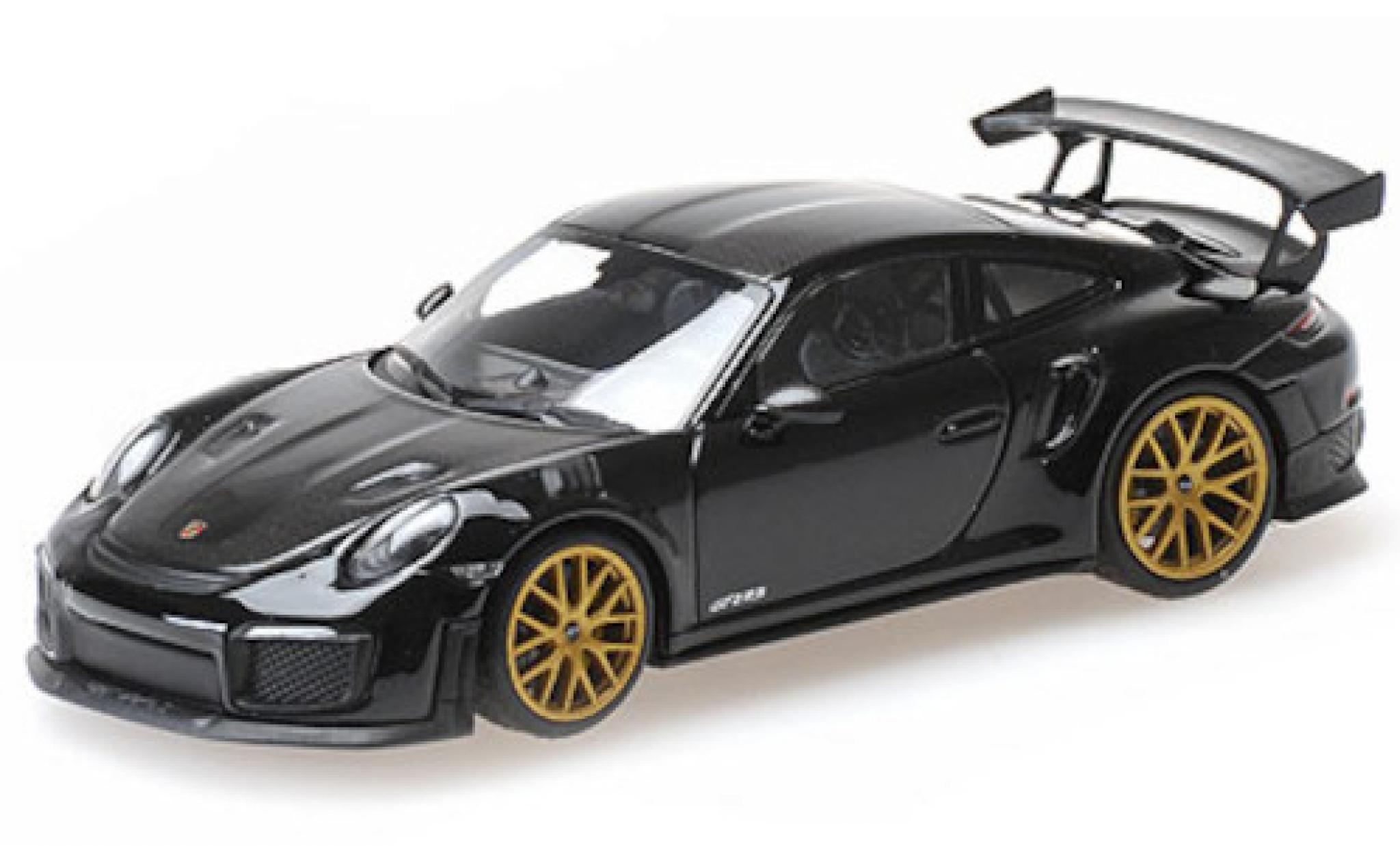 Porsche 991 GT2 RS 1/43 Minichamps 911 GT2 RS (.2) black/carbon 2018 Weissachpaket avec dor&eacute; jantes diecast model cars