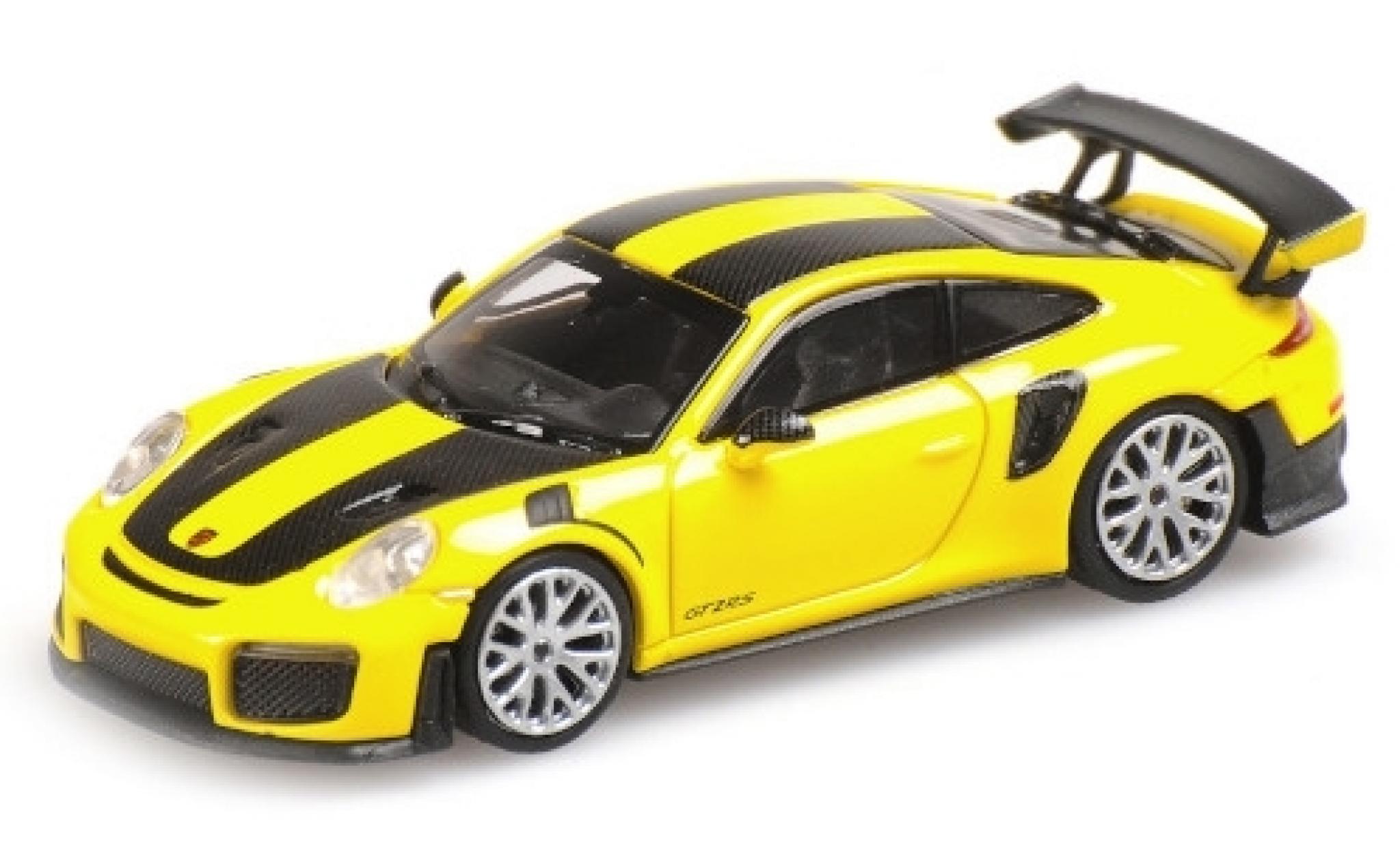 Porsche 991 GT2 RS 1/87 Minichamps 911 GT2 RS yellow 2018 avec Carbon-Streifen diecast model cars