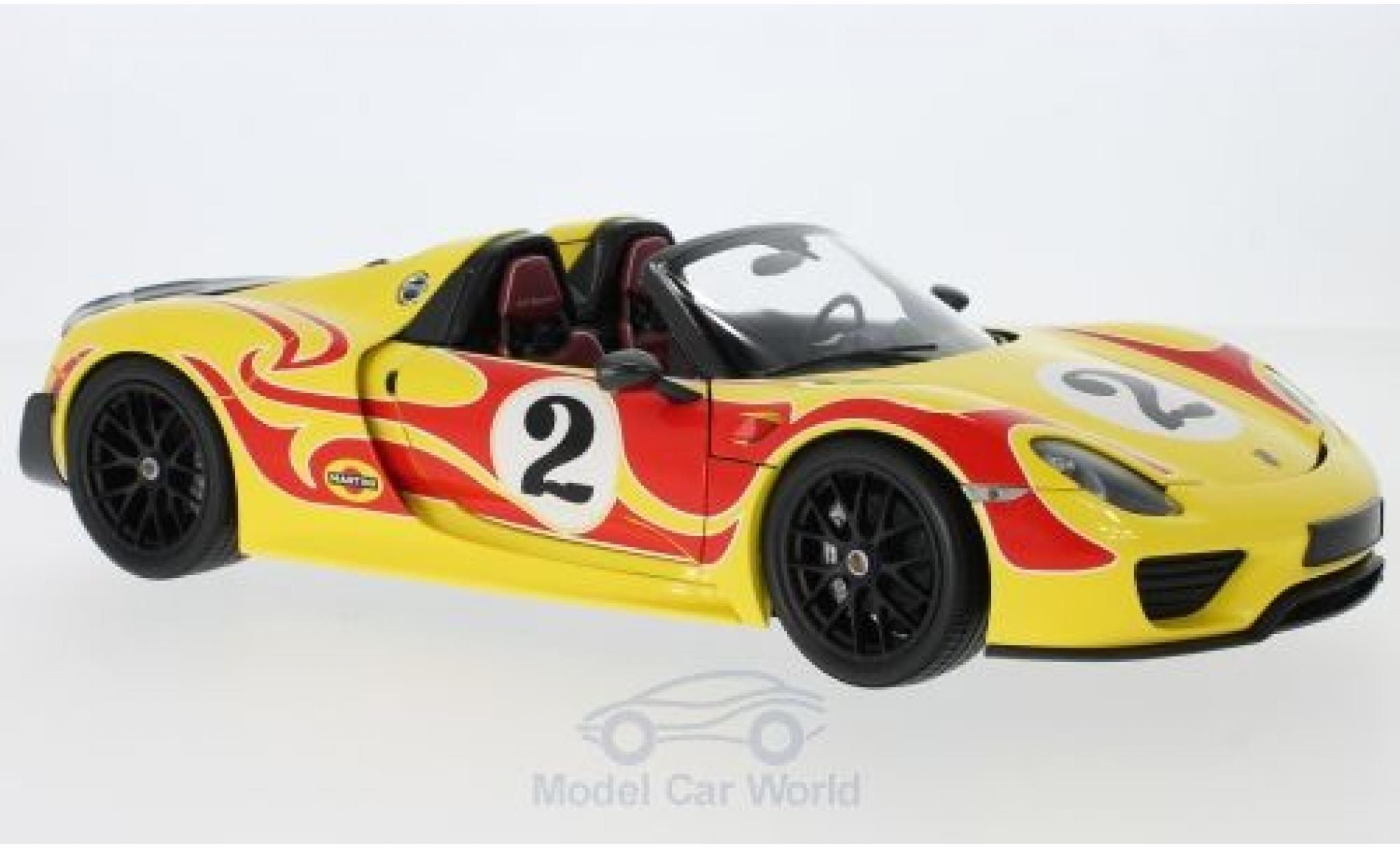Porsche 918 1/18 Minichamps Spyder yellow/red Weissach-Package No.2 2015 Weissach Package diecast model cars