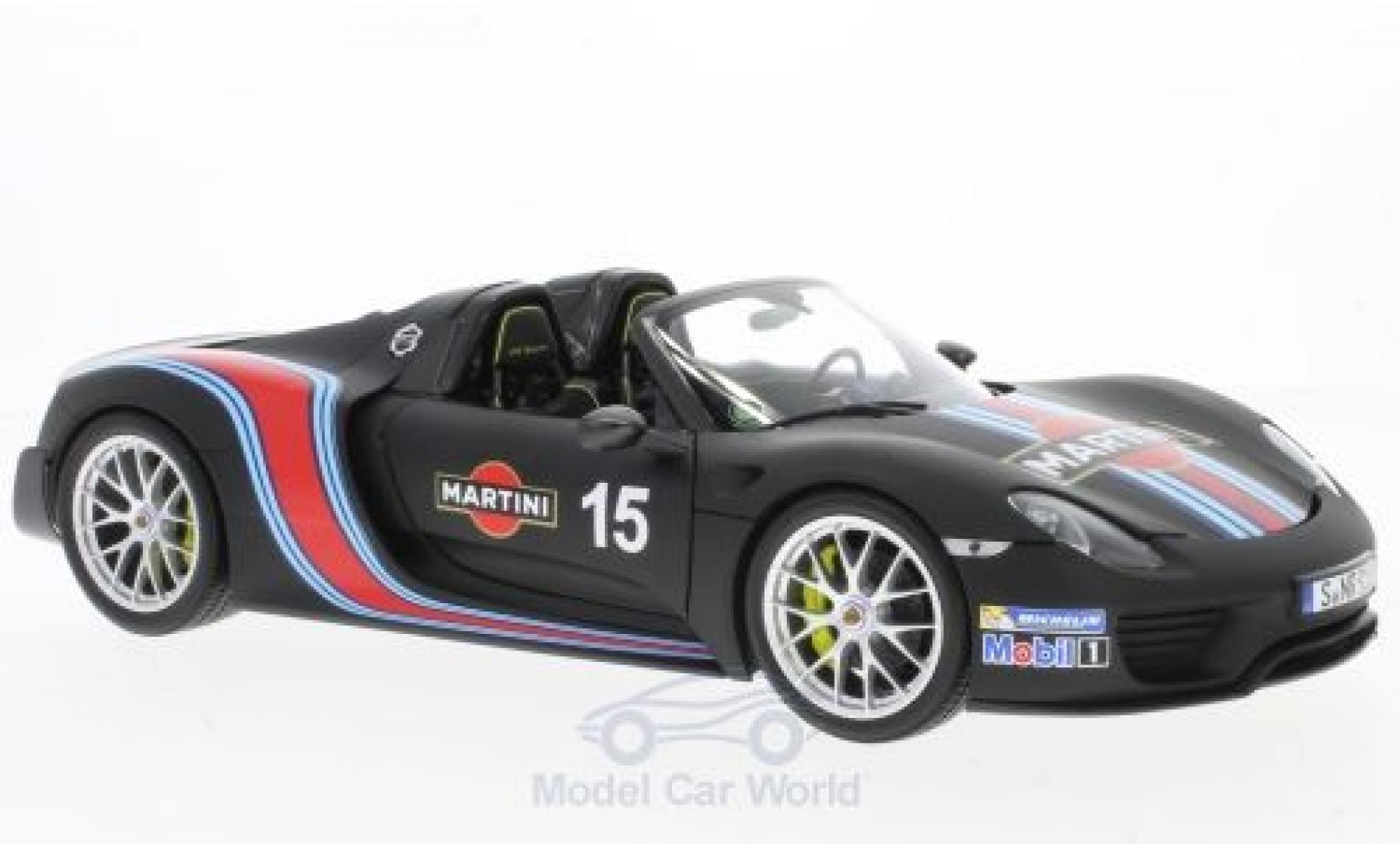 Porsche 918 2013 1/18 Minichamps Spyder matt-black Martini 2013 Weissach-Package diecast model cars