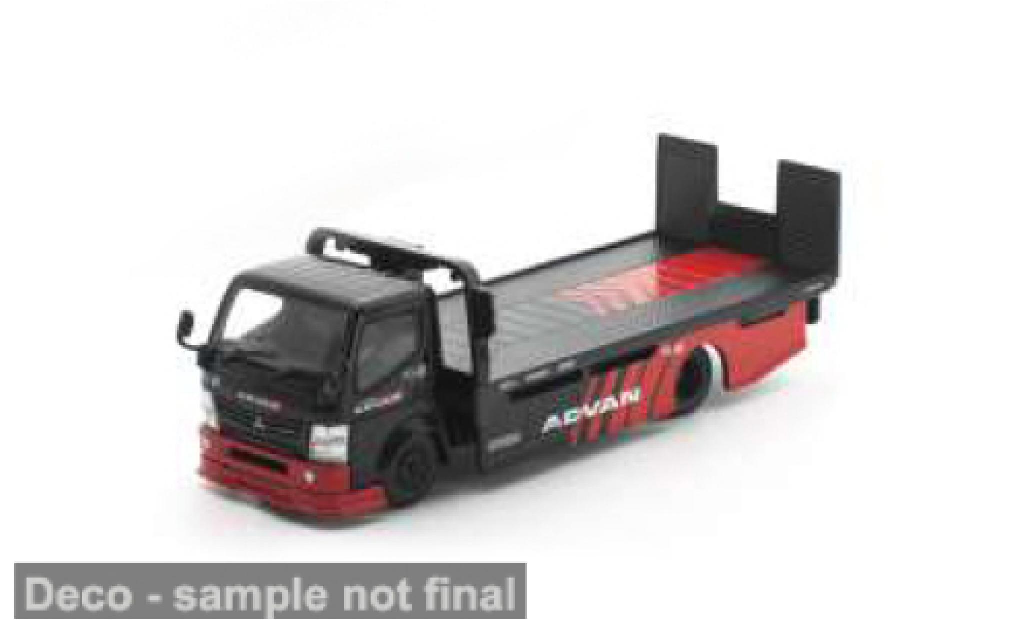 Mitsubishi Fuso 1/64 Pop Race 300 Flatbad black/red Advan 1:64 diecast model cars