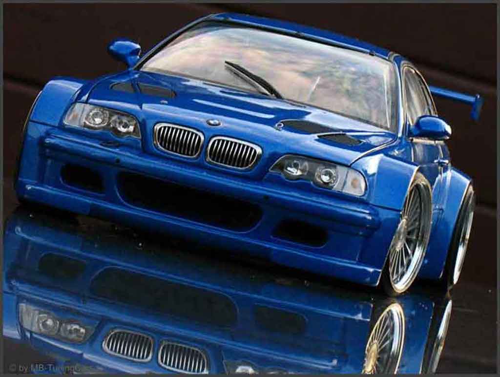 Bmw M3 E46 1/18 Minichamps GTR E46 blue jantes 20 pouces diecast model cars