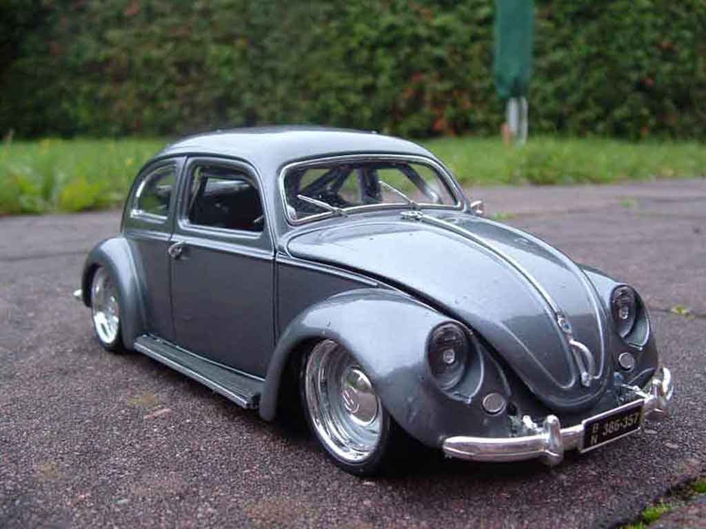 Volkswagen Kafer 1/18 Burago coxinelle grey jantes toles diecast model cars