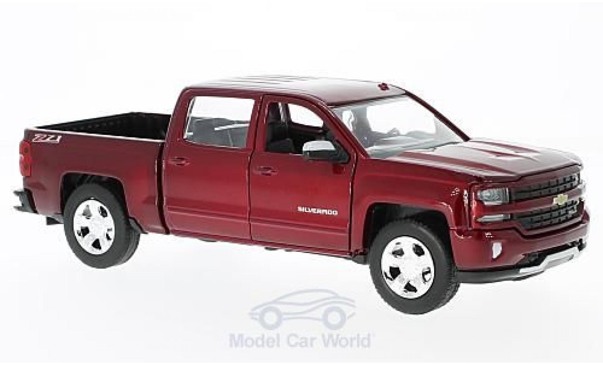 Chevrolet Silverado 1/27 Motormax 1500 LT - Z71 metallic red 2017 Ma&szlig;stab:1:27 Doppelkabine mit kurzer Ladefl&auml;che diecast model cars