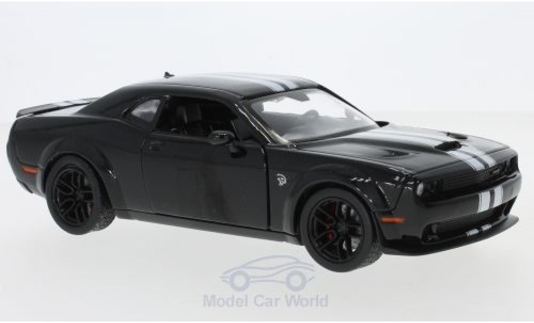 Dodge Challenger 1/24 Motormax SRT Hellcat black/white 2018 diecast model cars