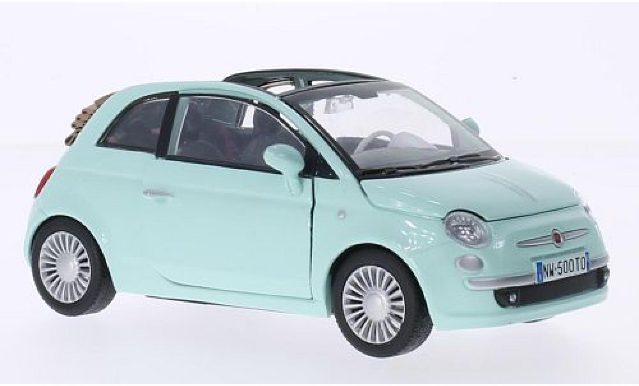 Fiat 500 1/24 Motormax Convertible green diecast model cars