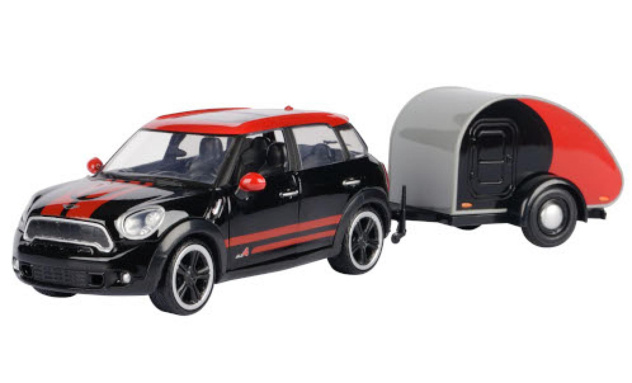 Mini Cooper 1/24 Motormax S All4 Countryman black/red avec caravane diecast model cars