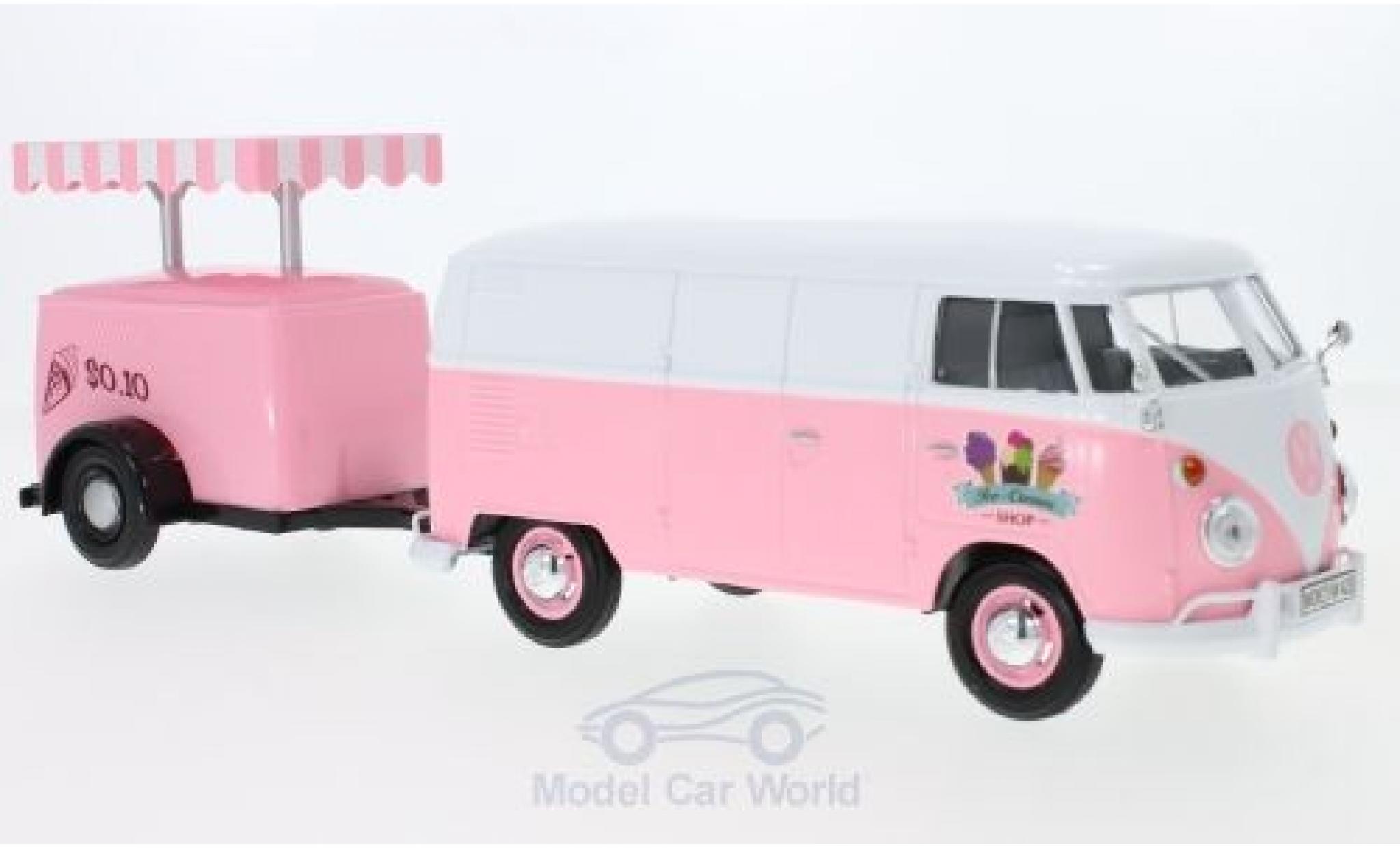 Volkswagen T1 A 1/24 Motormax Van pink/white Van mit K&uuml;hlanh&auml;nger diecast model cars