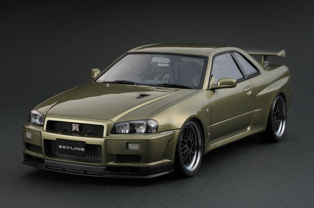 Nissan Skyline R34 1/18 Ignition Model R34 GTR V-spec II Millennium Jade IG0163 diecast model cars