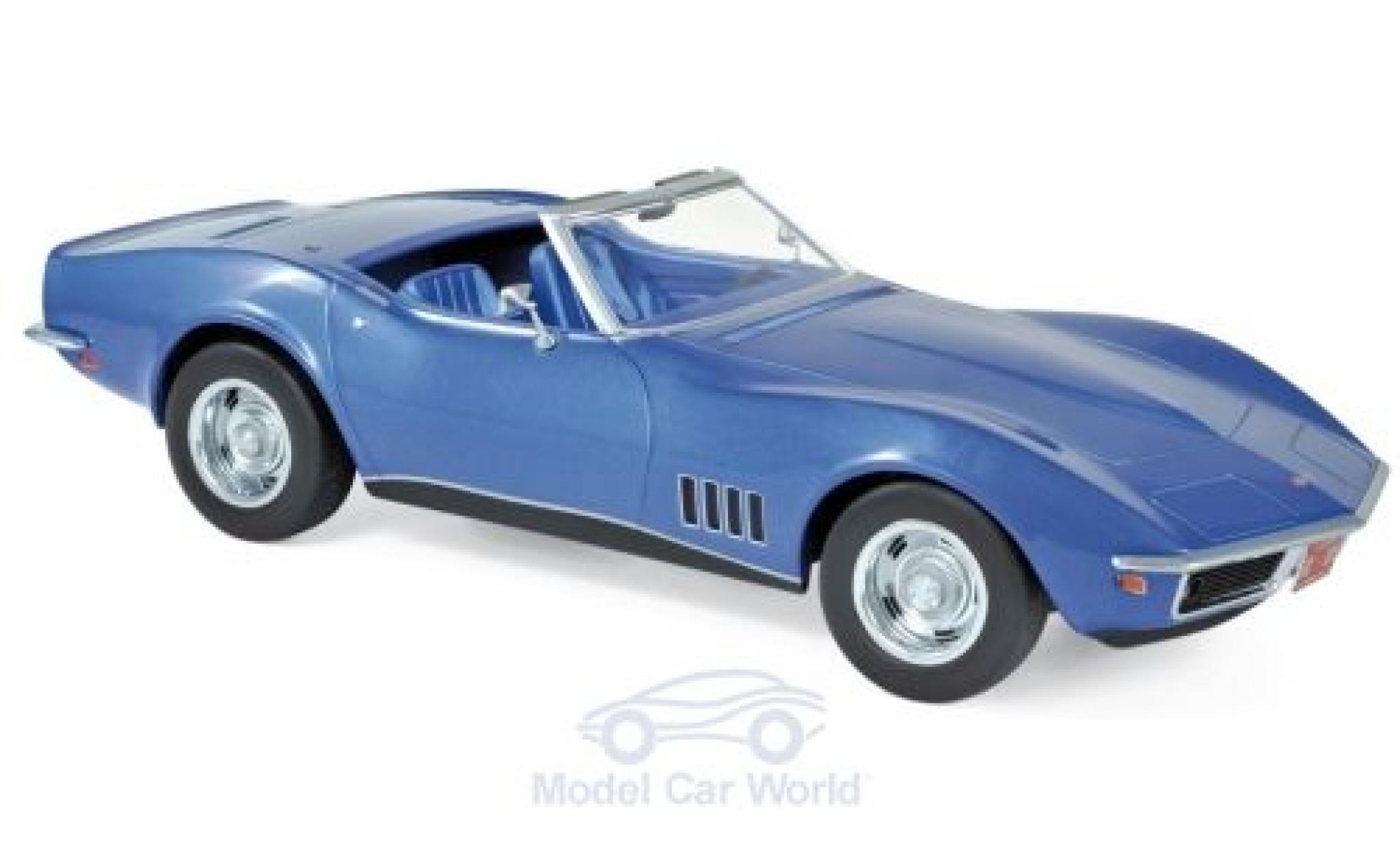 Chevrolet Corvette 1/18 Norev C3 Convertible metallic blue 1969 diecast model cars