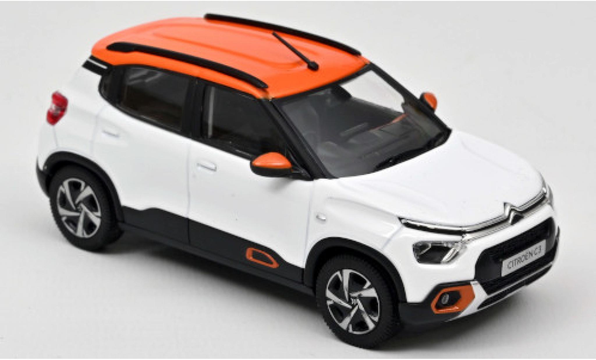 Citroen C3 1/43 Norev white/metallic orange 2021 Indian Market diecast model cars
