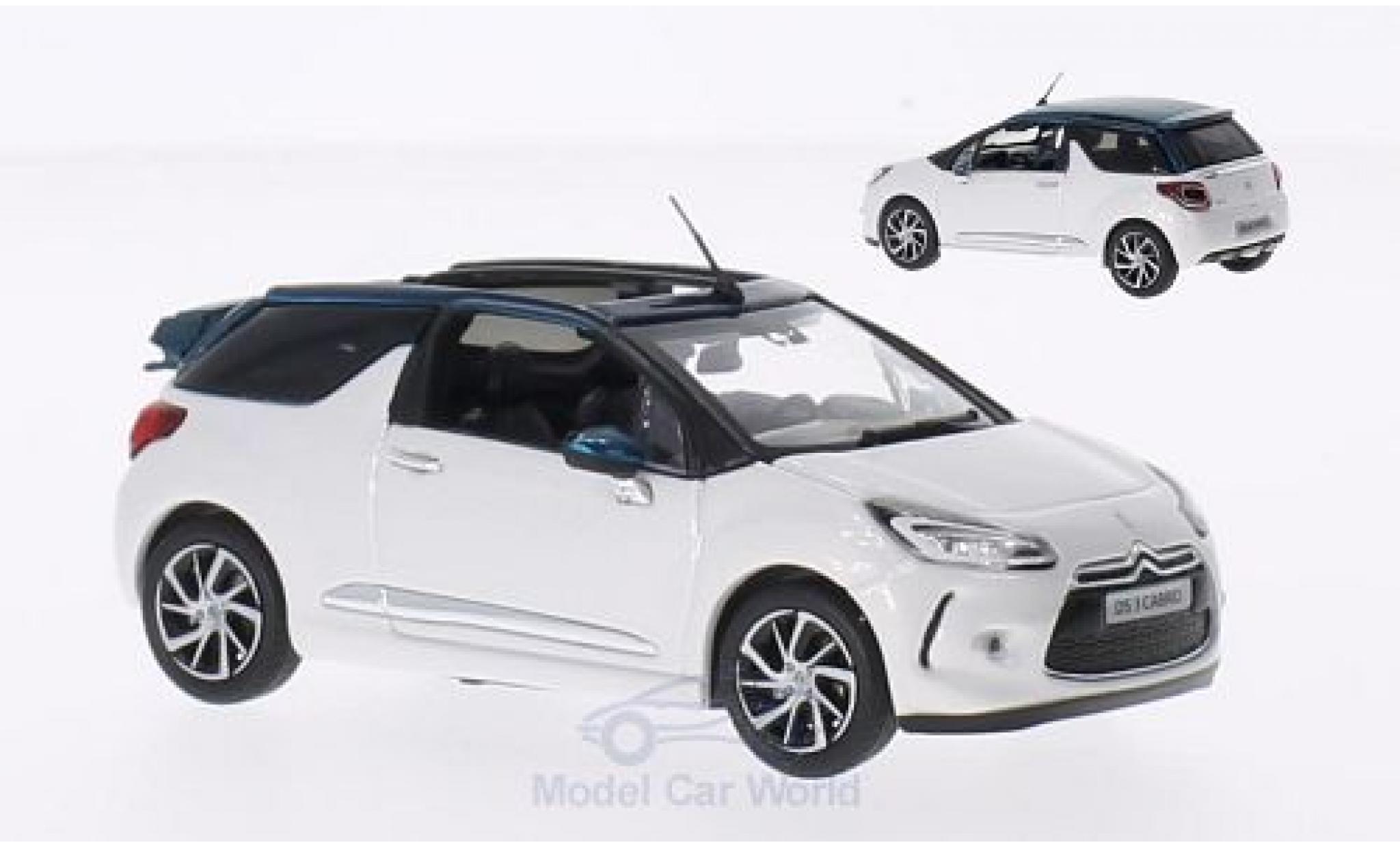 DS Automobiles DS3 1/43 Norev Citroen Convertible white/metallic green 2015 Dachteile liegen ein diecast model cars