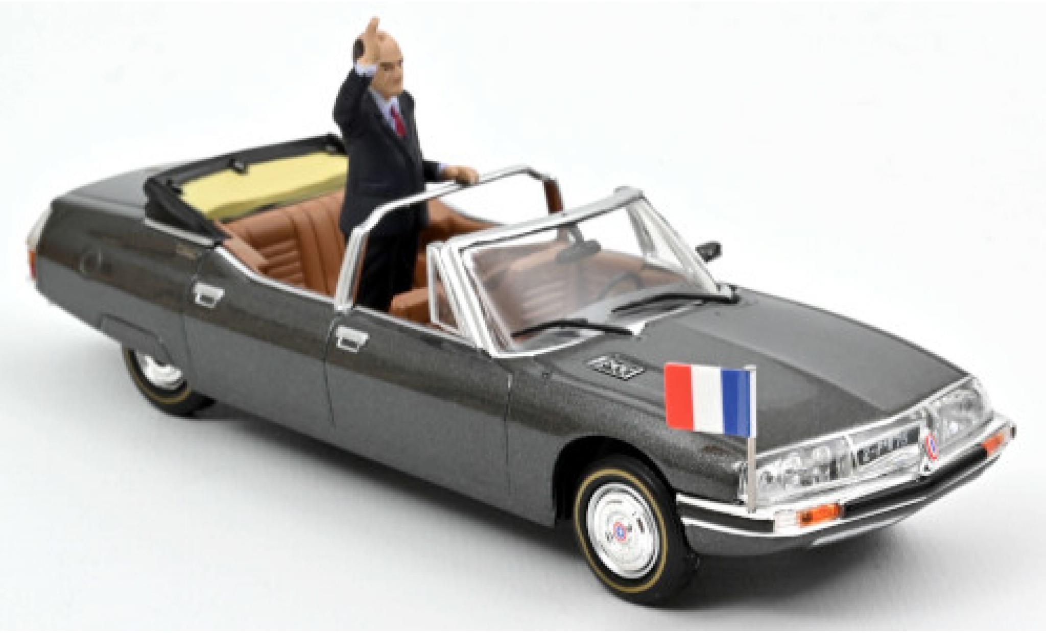 Citroen SM 1/43 Norev Presidentielle metallic grey 1981 avec Figur: Francois Mitterand diecast model cars