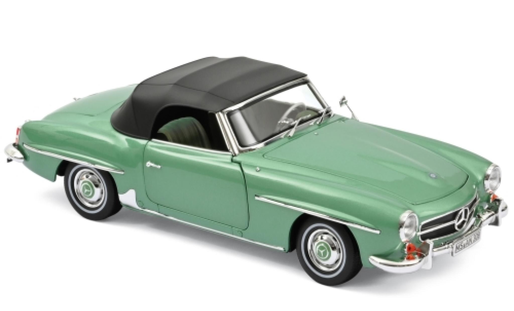 Mercedes 190 1/18 Norev SL (W121 BII) metallic green 1957 SoftTop couch&eacute; ein diecast model cars