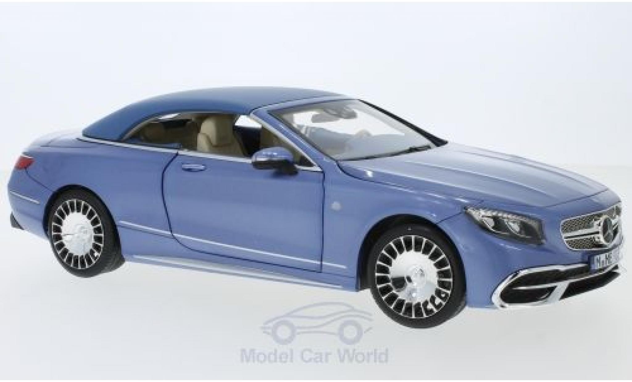 Mercedes Classe S 1/18 Norev Maybach S650 Convertible metallic blue 2018 SoftTop liegt ein diecast model cars