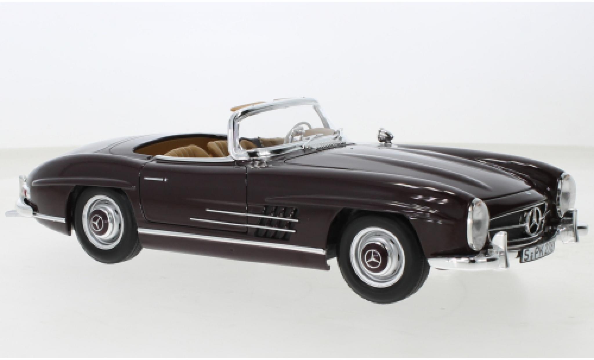 Mercedes 300 1/18 Norev SL Roadster (W198 II) red fonc&eacute; 1957 diecast model cars