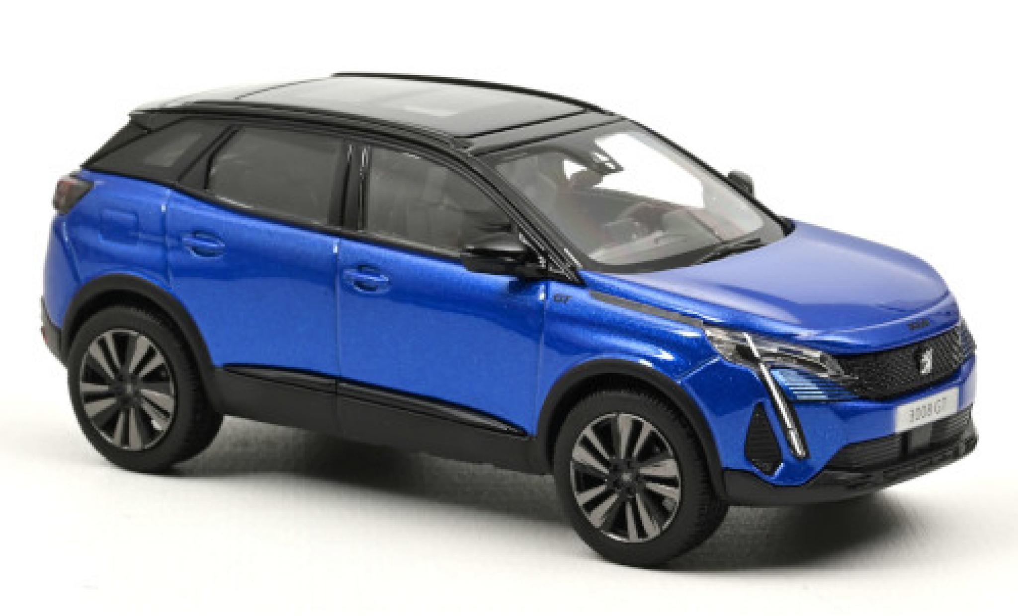 Peugeot 3008 1/43 Norev GT Black Pack metallic blue 2021 diecast model cars