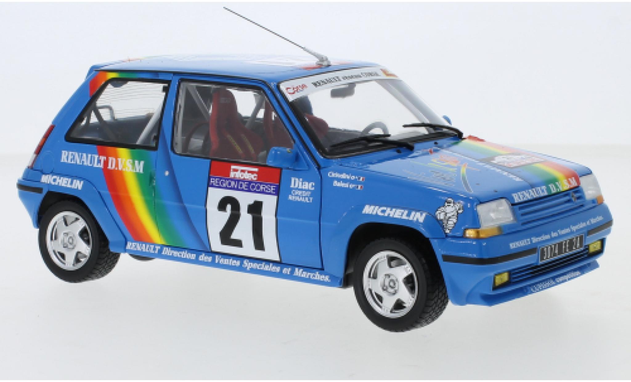Renault 5 GT Turbo 1/18 Norev Supercinq GT Turbo No.21 Tour de Corse 1990 J-P.Cirindini/C.Balesi diecast model cars