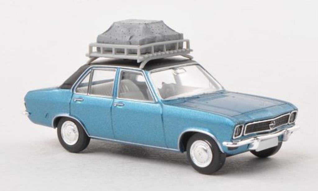 Opel Ascona A 1/87 Brekina A blue/matt-black mit Dachgepack diecast model cars