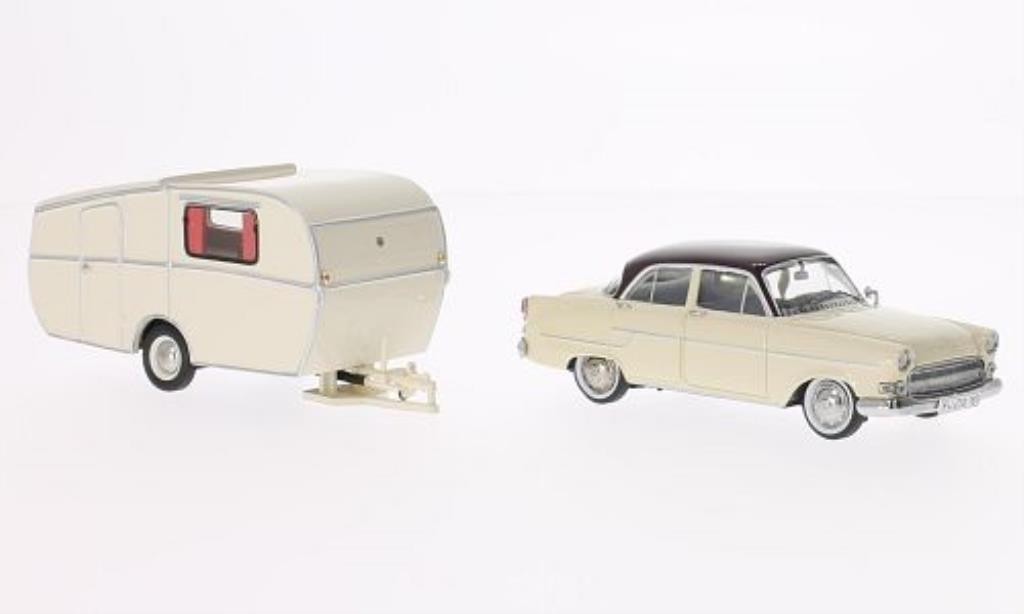 Opel Kapitan 1/43 Schuco beige/red mit Dethleffs Globetredter Wohnanhanger diecast model cars