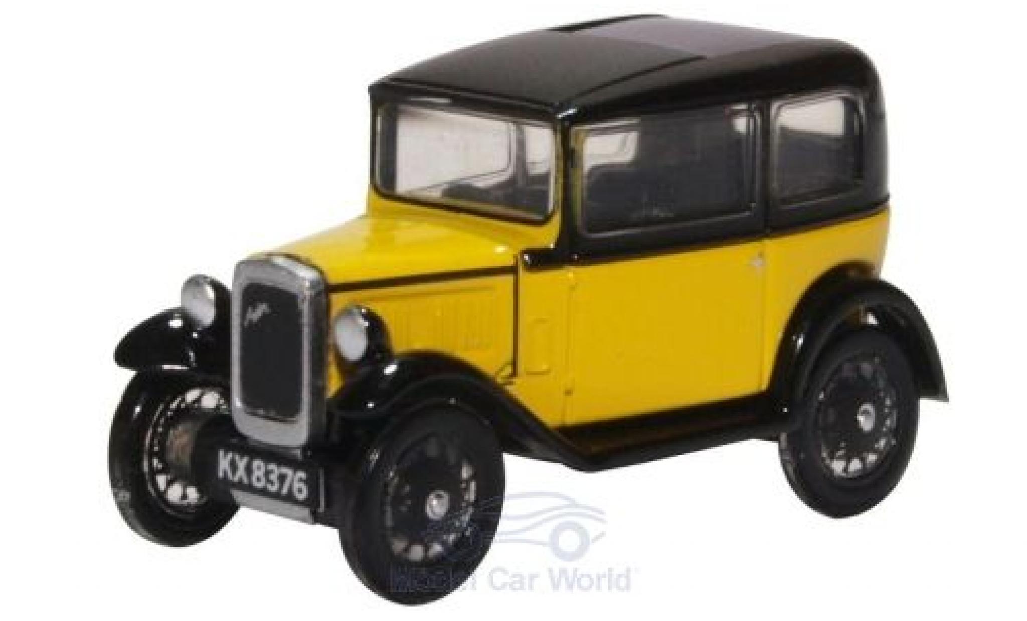 Austin Seven 1/76 Oxford Saloon yellow/black diecast model cars