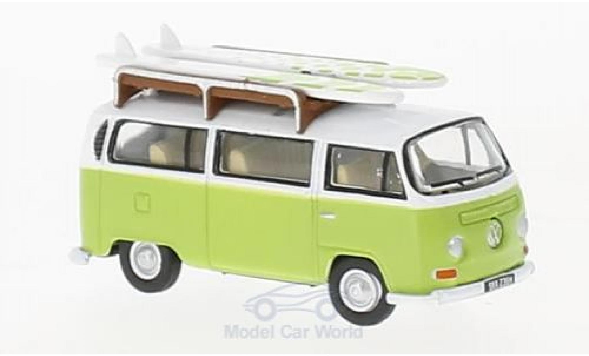 Volkswagen T2 B 1/76 Oxford Bay Window Camper green/white mit Surfboards diecast model cars