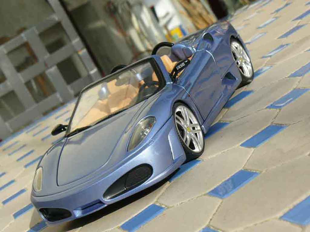 Ferrari F430 spider 1/18 Hot Wheels spider blue metallized diecast model cars