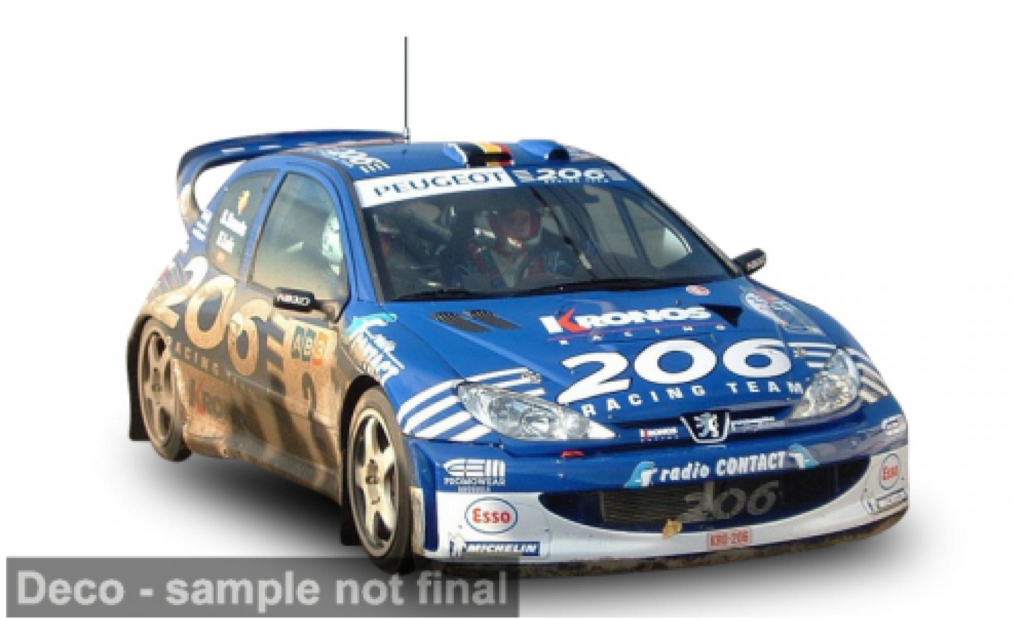 Peugeot 206 1/18 Sun Star WRC Rally du Condroz 2003 #2 F.Loix/S.Smeets 1:18 diecast model cars