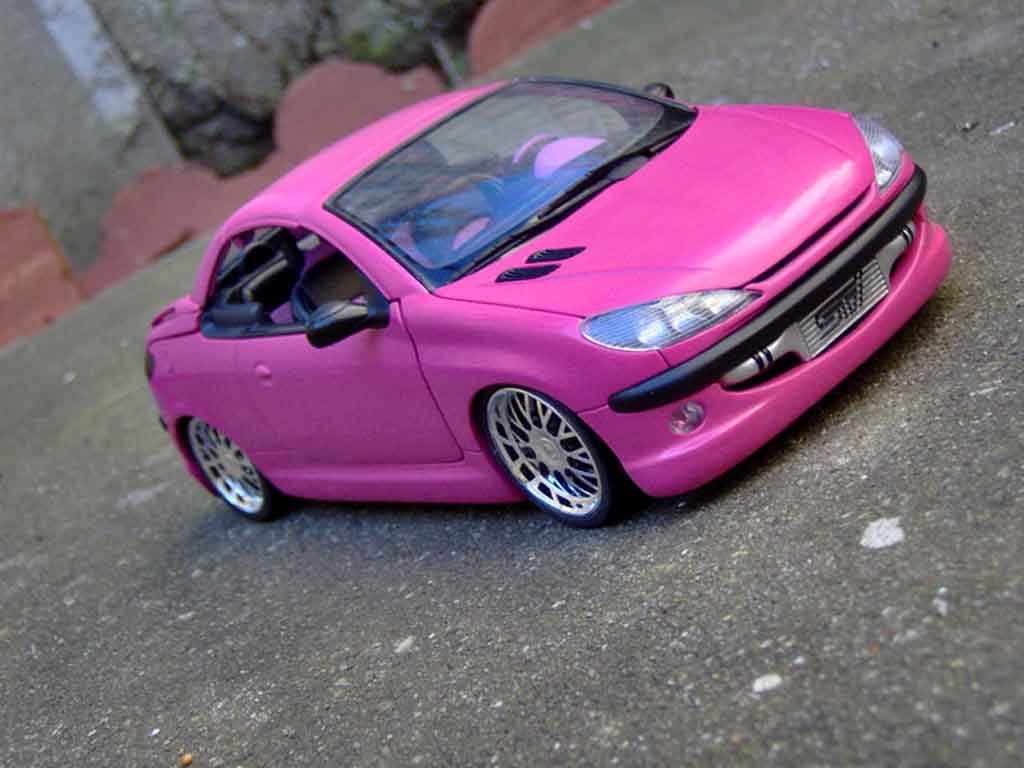 Peugeot 206 CC 1/18 Gate CC pink satine jantes bbs diecast model cars
