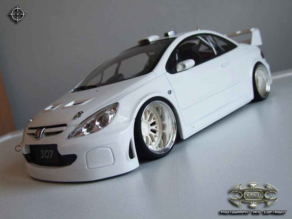 Peugeot 307 WRC plain body white jantes bbs 1/18 Autoart