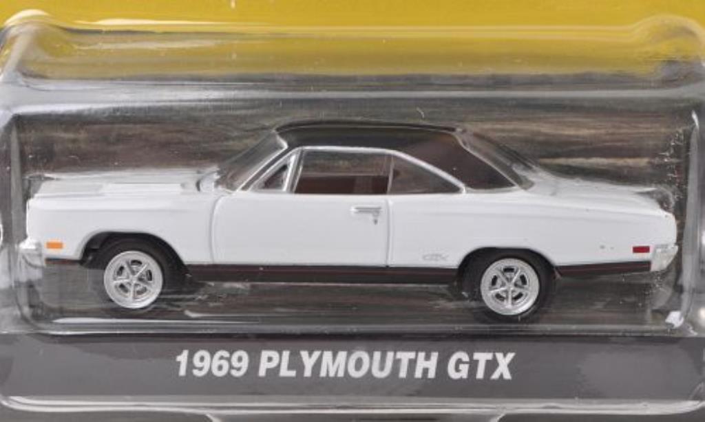 Plymouth GTX 1/64 Greenlight white/matt-black 1969 diecast model cars