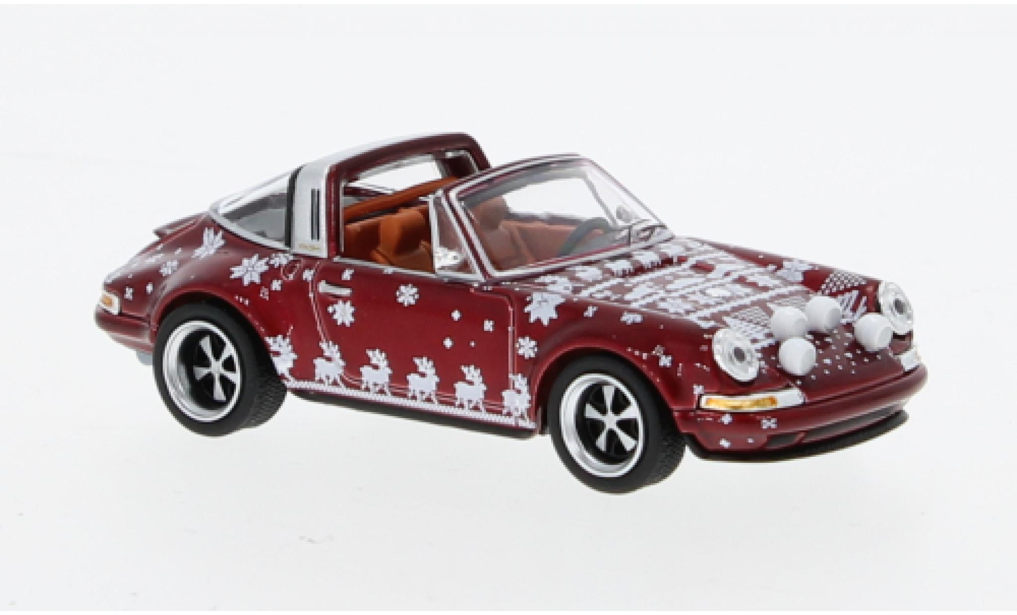 Porsche 911 1/64 Pop Race Targa metallise red fonc&eacute; Christmas Edition 2023 diecast model cars