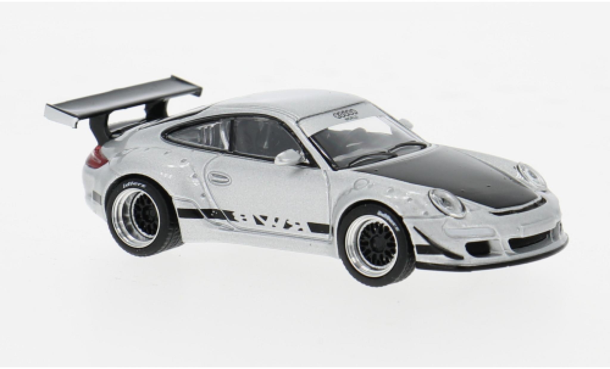 Porsche 997 RWB 1/64 Pop Race silver 1:64 diecast model cars