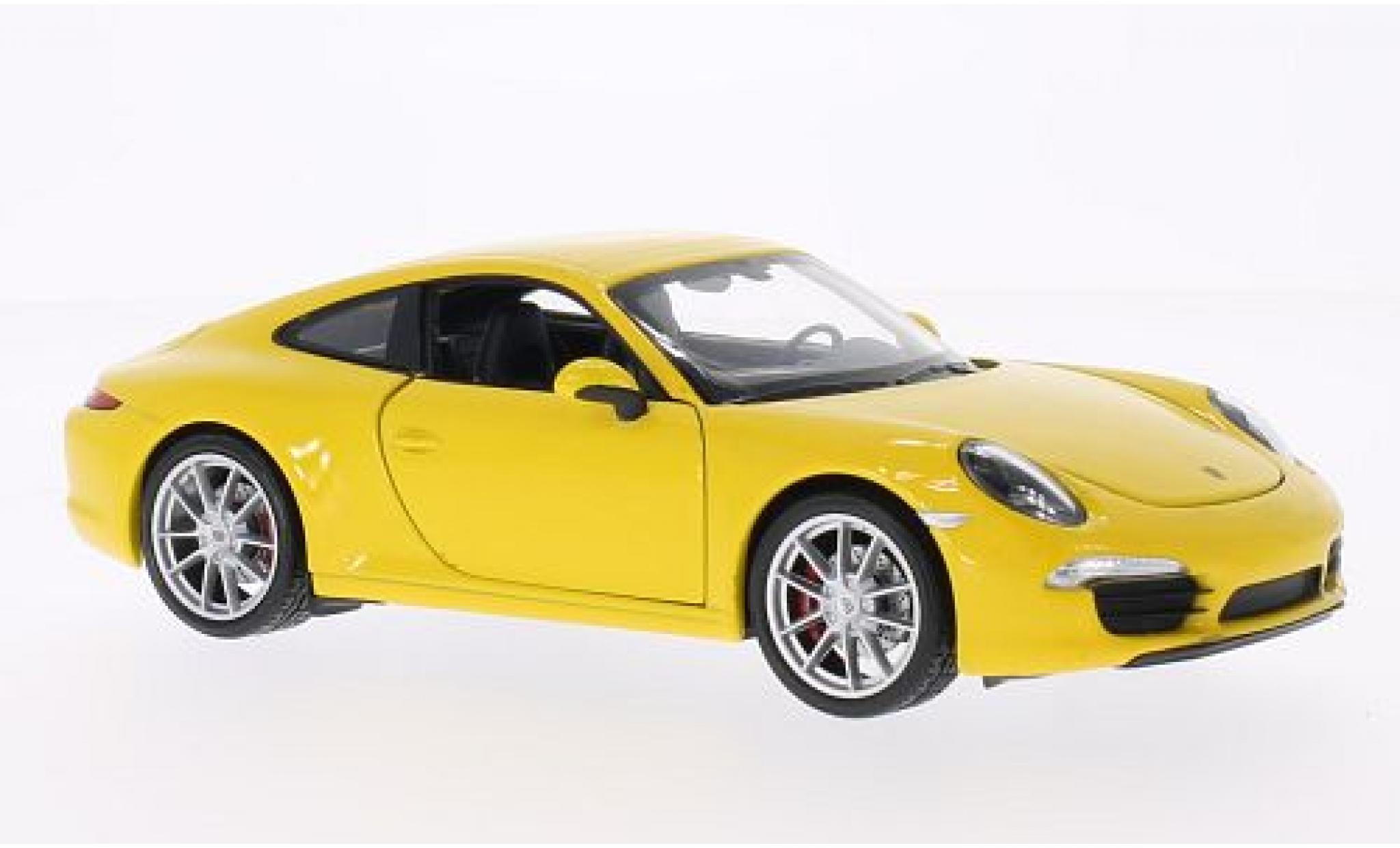 Porsche 991 1/24 Welly 911  Carr yellow 1:24 diecast model cars