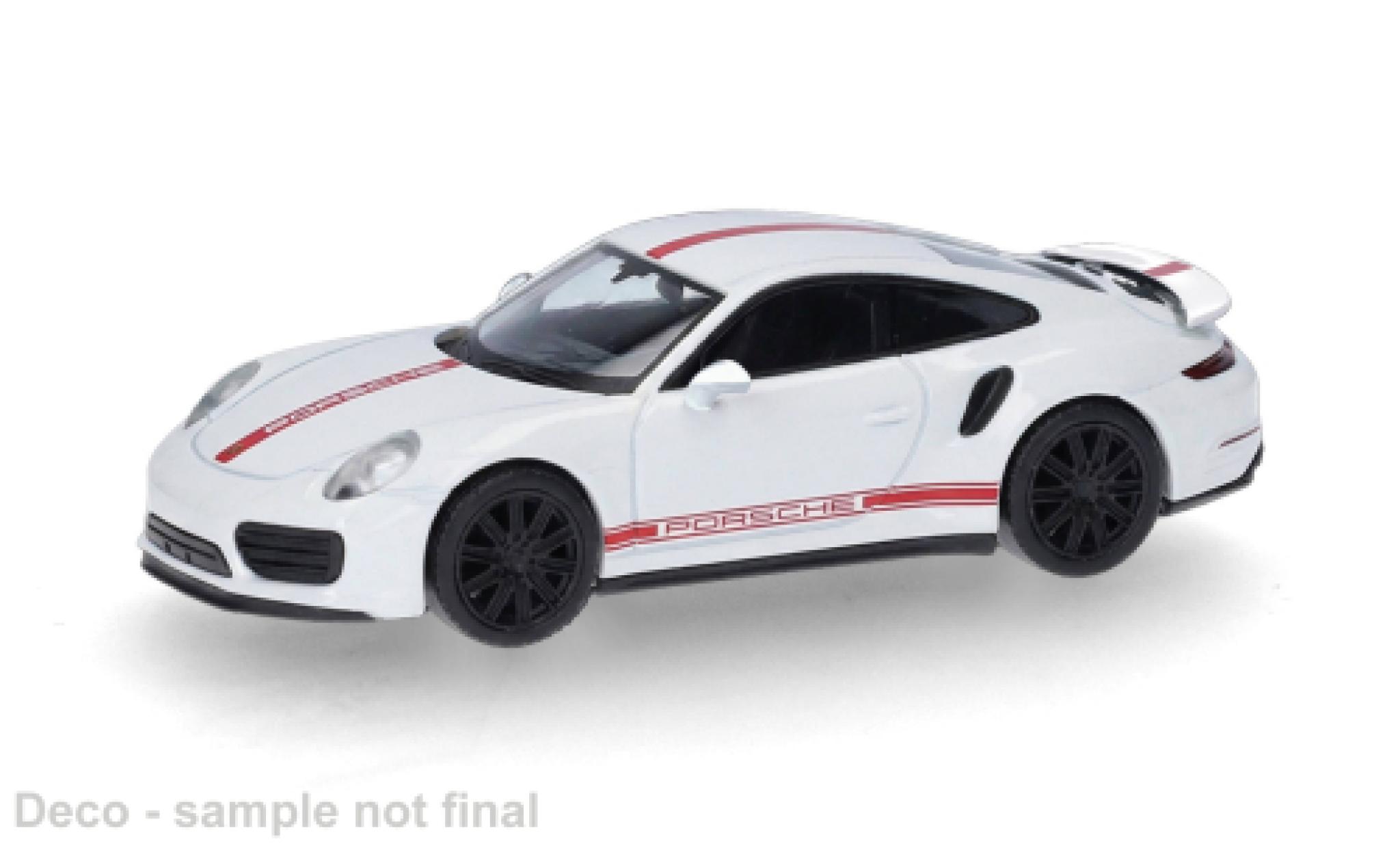 Porsche 991 Turbo 1/87 Herpa 911  white/red 1:87 diecast model cars
