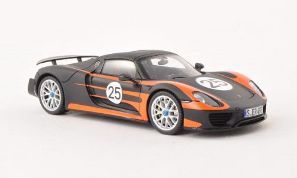 Porsche 918 1/43 Spark Spyder mit whiteach-Paket No.25 mattblack/orange 2013 diecast model cars