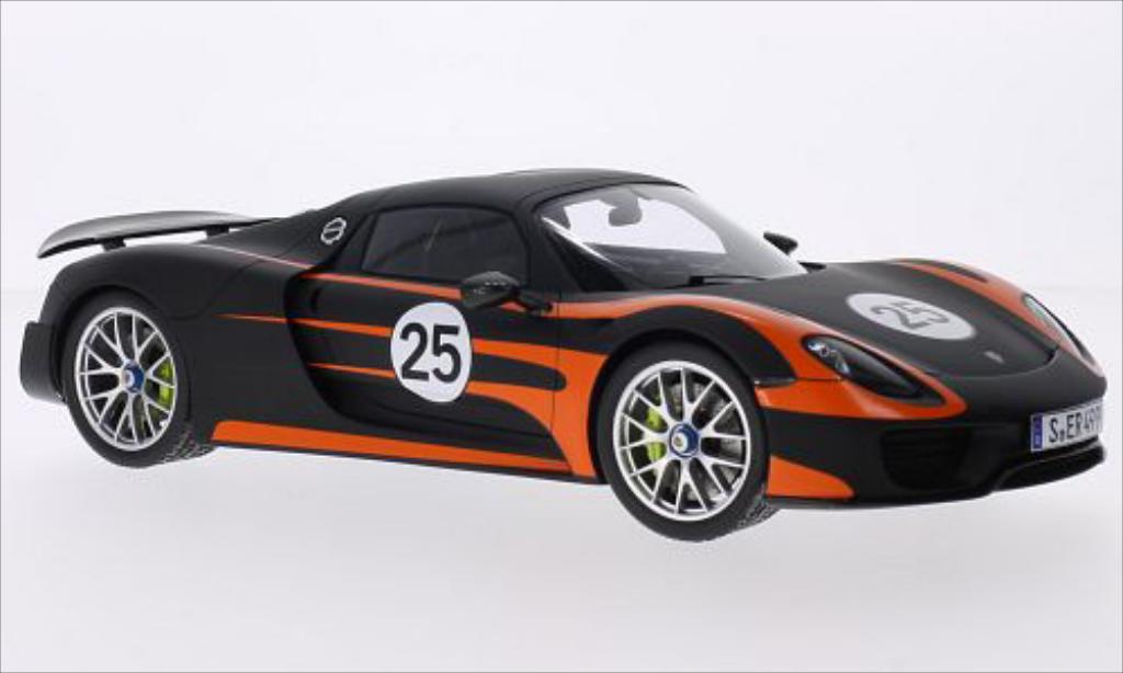 Porsche 918 1/18 Spark Spyder black/orange diecast model cars
