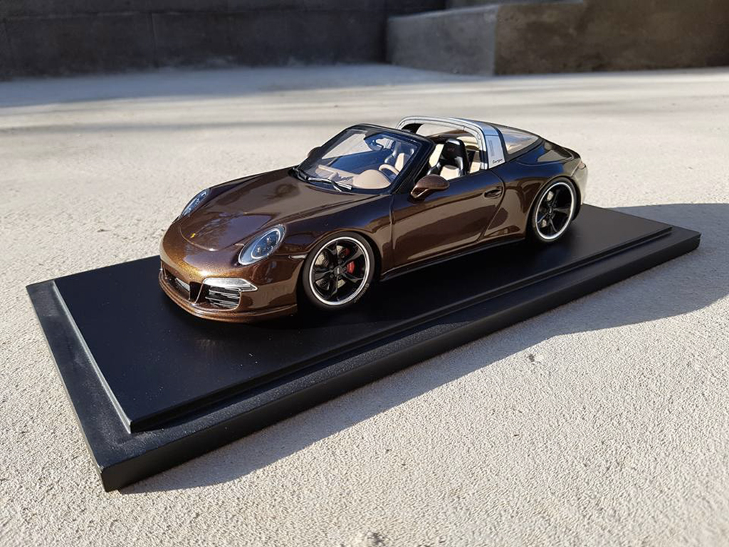 Porsche 911 Targa 4 GTS brown jantes techart 1/18 GT Spirit