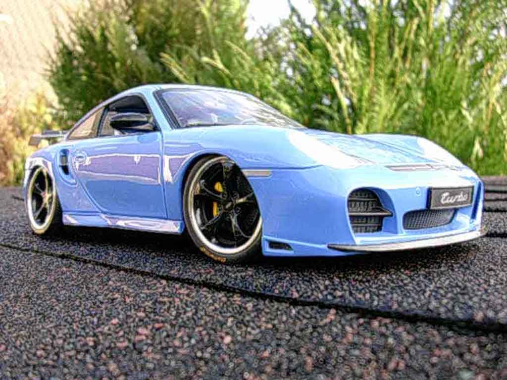 Porsche 996 Turbo 1/18 Hotworks Turbo techart blue diecast model cars