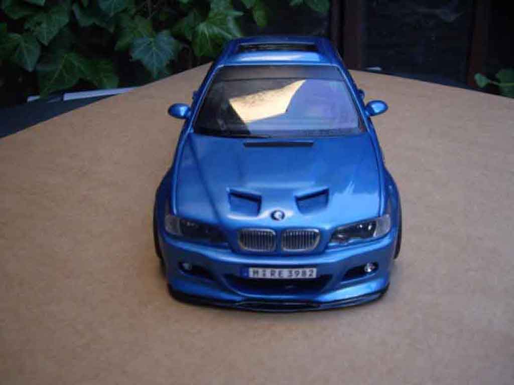 Bmw M3 coupe tuning E46 kit carrosserie blue metallized 1/18 Autoart