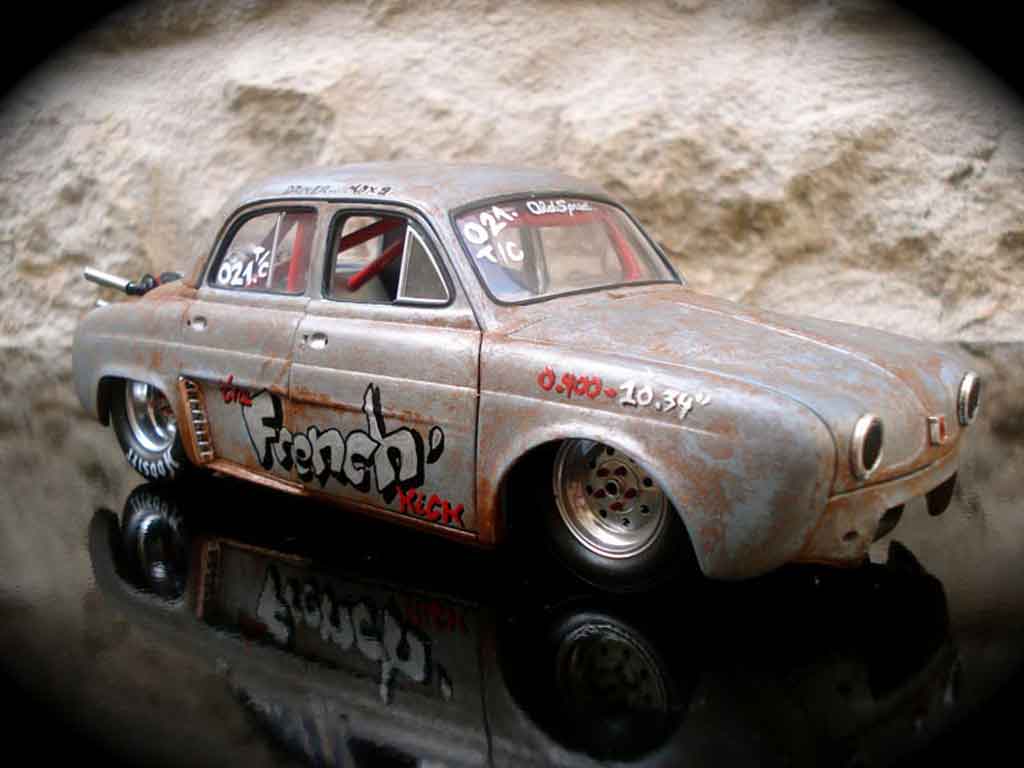 Renault Dauphine 1/18 Norev drag strip a moteur vw prepare diecast model cars