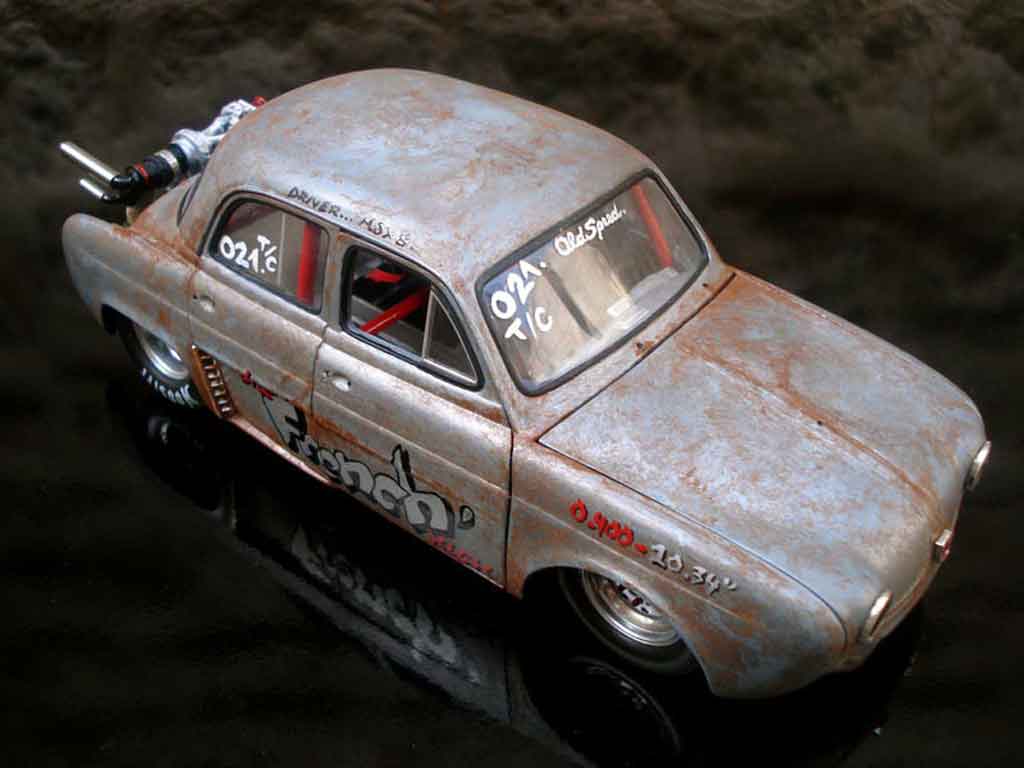 Renault Dauphine Base drag strip a moteur vw prepare 1/18 Norev