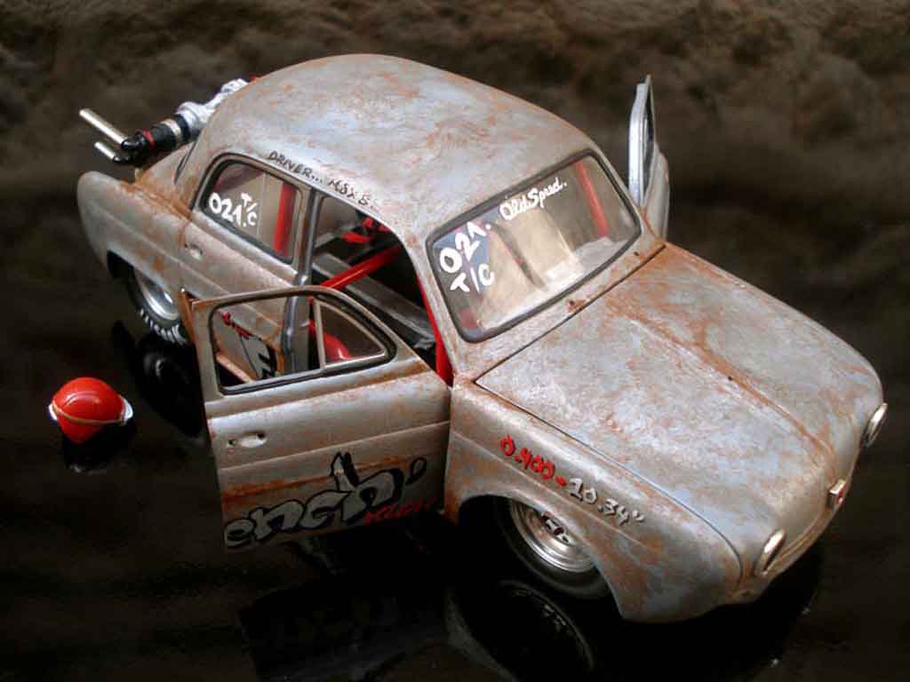 Renault Dauphine Base drag strip a moteur vw prepare 1/18 Norev