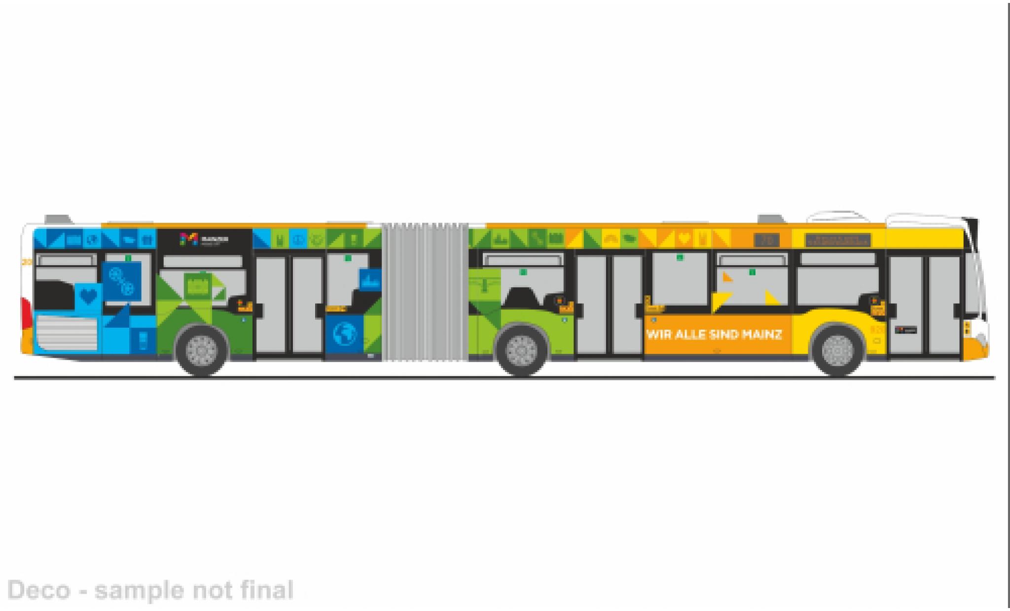 Mercedes Citaro 1/87 Rietze G 2011 MVG Mainz - Mainz ist bunt 1:87 diecast model cars