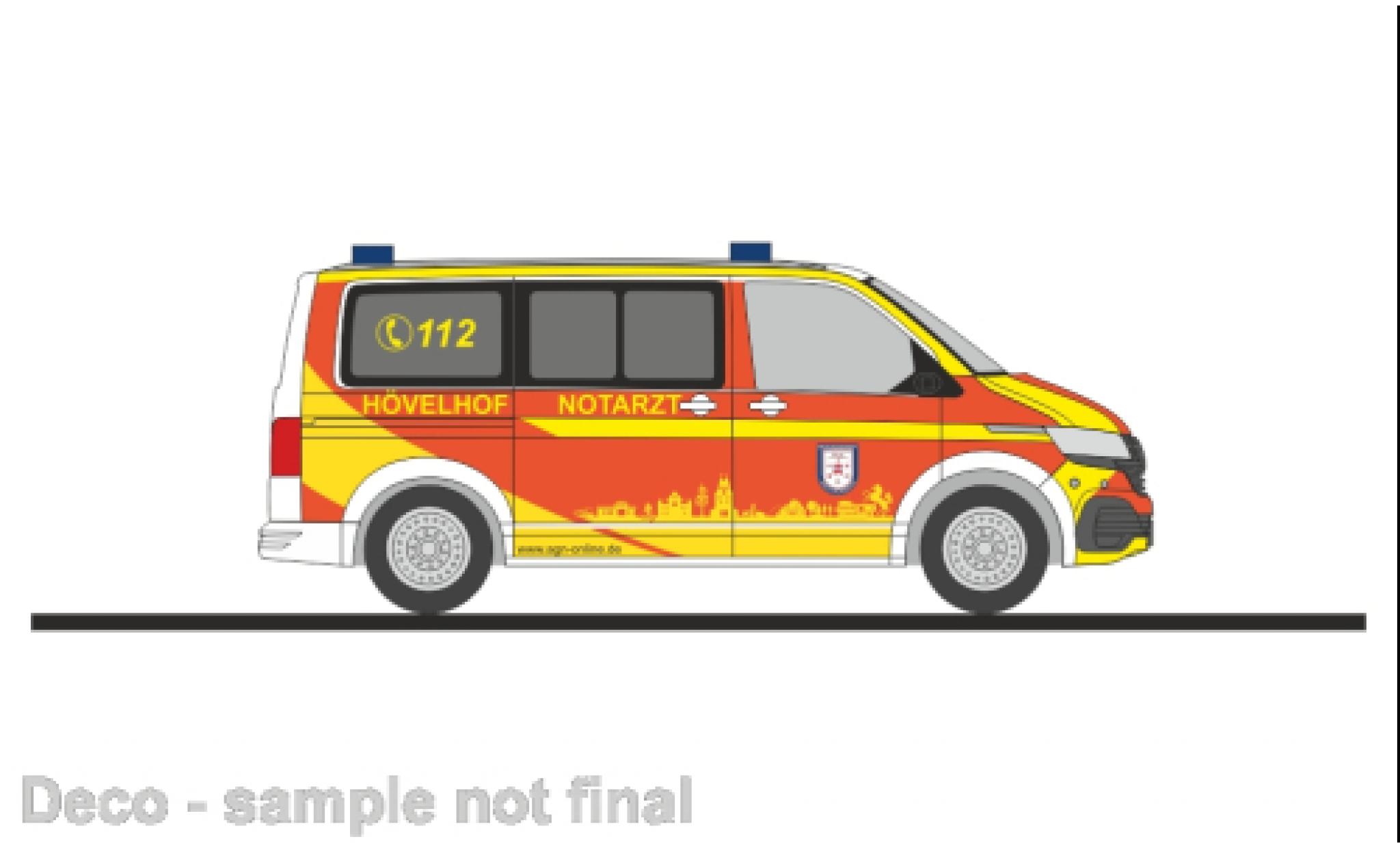 Volkswagen T6 1/87 Rietze .1 bus m&eacute;decin d H&ouml;velhof cercle Paderborn diecast model cars