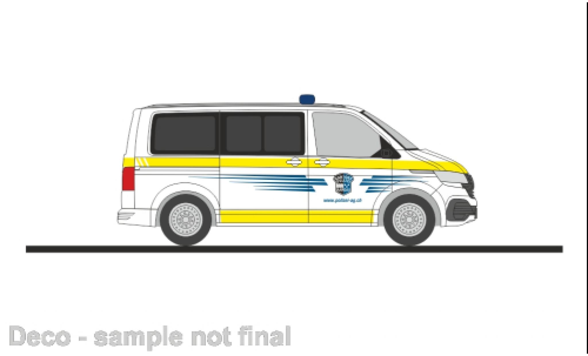 Volkswagen T6 1/87 Rietze .1 bus police de canton Aargau (CH) diecast model cars