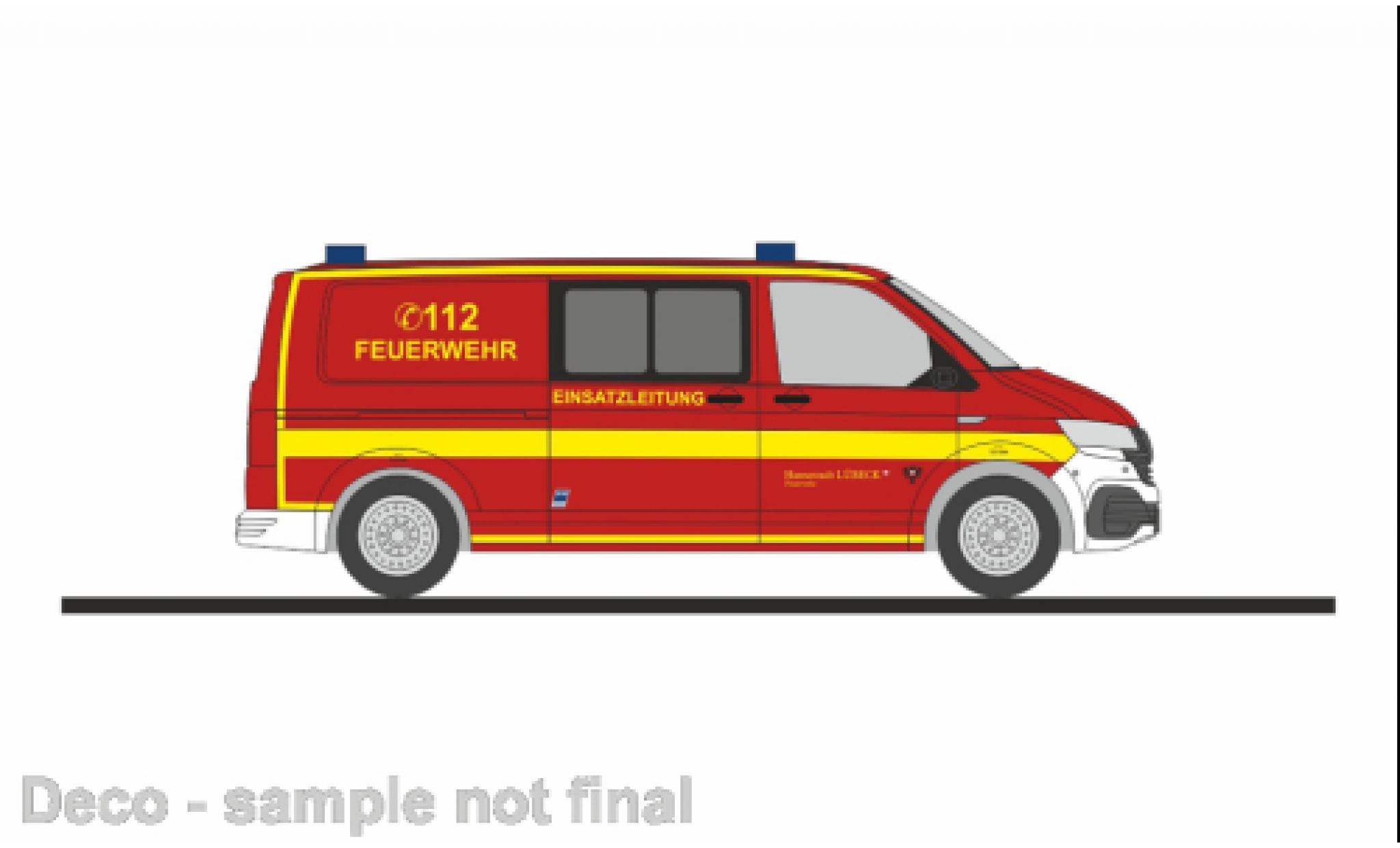 Volkswagen T6 1/87 Rietze .1 bus pompiers L&uuml;beck diecast model cars